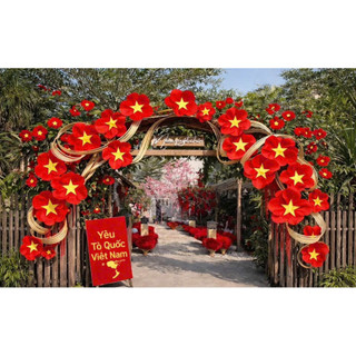 Sét 8 bông Hoa sao vàng(đủ size 15-40cm),trang trí 30/4-hoa sao đỏ-hoa sao