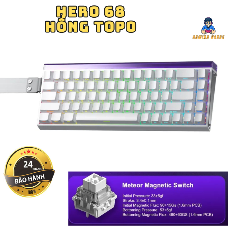 Bảo hành 2 năm Bàn phím cơ Rapid Trigger Aula Hero68 / Hero 68 - Plate Fr4 - LED RGB - 8K HZ | BigBuy360 - bigbuy360.vn