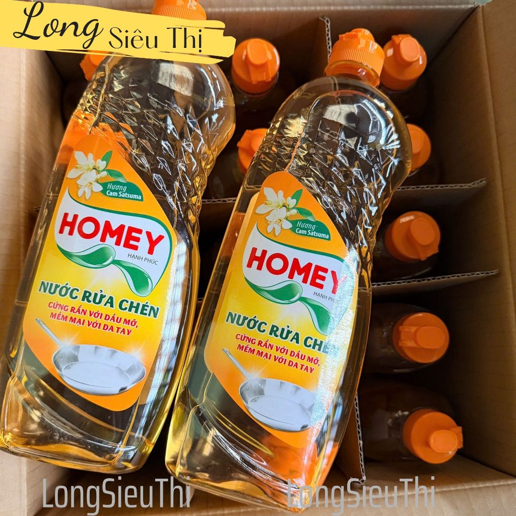 3 chai Nước rửa chén Homey hương cam Satsuma - chai 750g