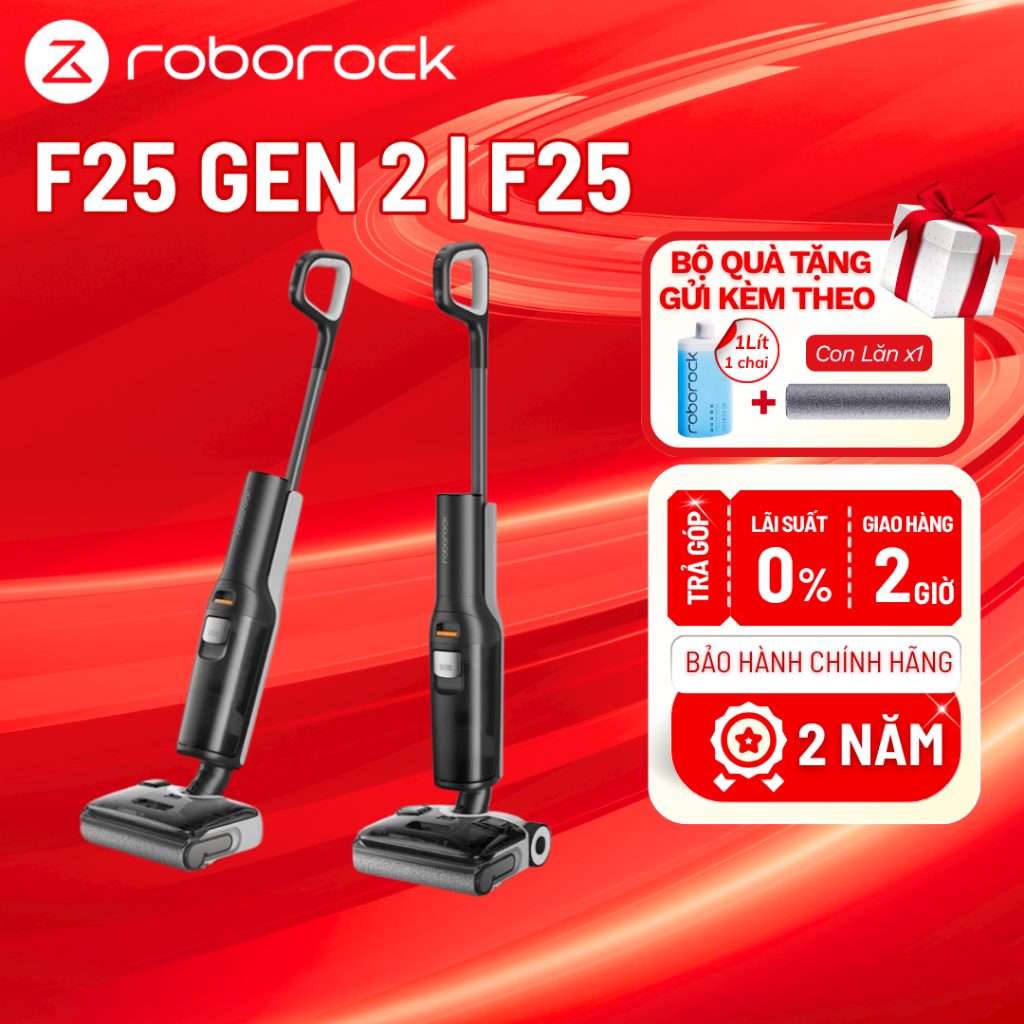 Roborock F25 Gen 2 | F25 máy hút bụi lau sàn Roborock | Lực hút 20.000Pa | Gập sát sàn | Giặt nước n
