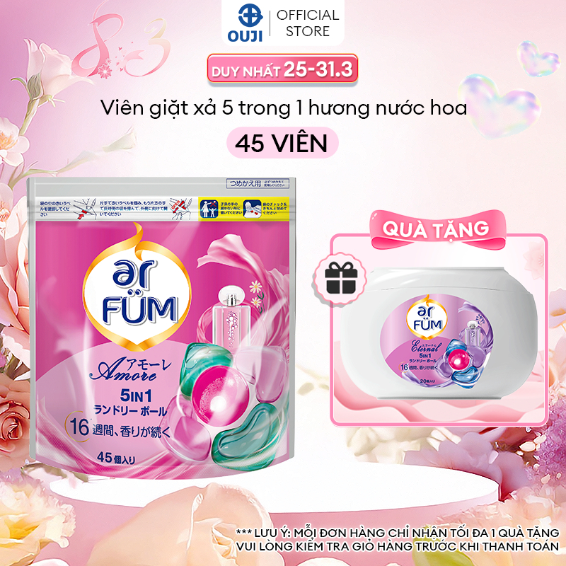 [MUA 1 TÚI TẶNG 1 HỘP] Viên giặt Quần áo arFUM 5 trong 1 tinh dầu nước hoa, khử khuẩn 99% - (túi 45 