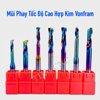 Mũi Phay Khoá Cửa Nhôm Vonfram Titan Siêu Cứng. Phi 4-5-6-8-10mm. Tốc Độ Cao, Lắp Máy CNC