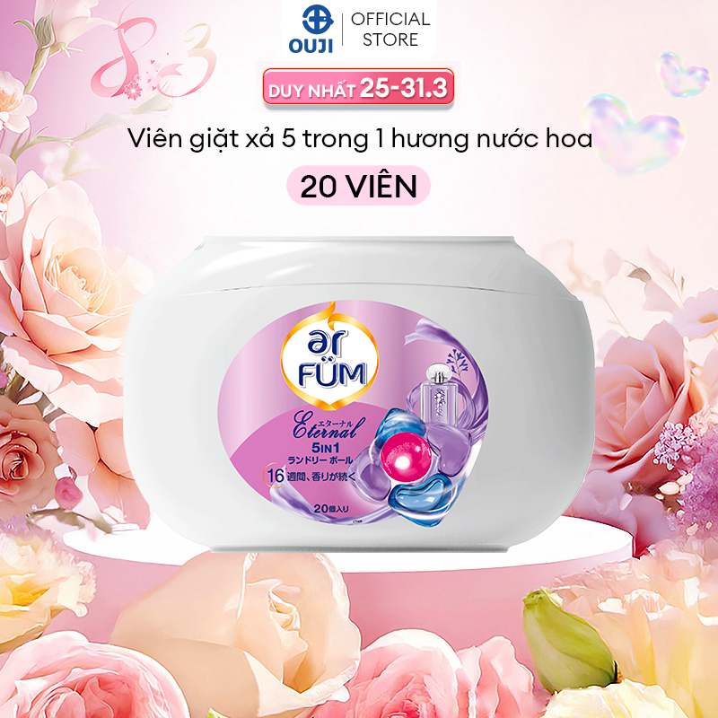 Viên giặt xả arFUM 5 trong 1 MỚI lưu hương lâu 16 tuần, khử khuẩn 99% - (20 viên/ hộp)