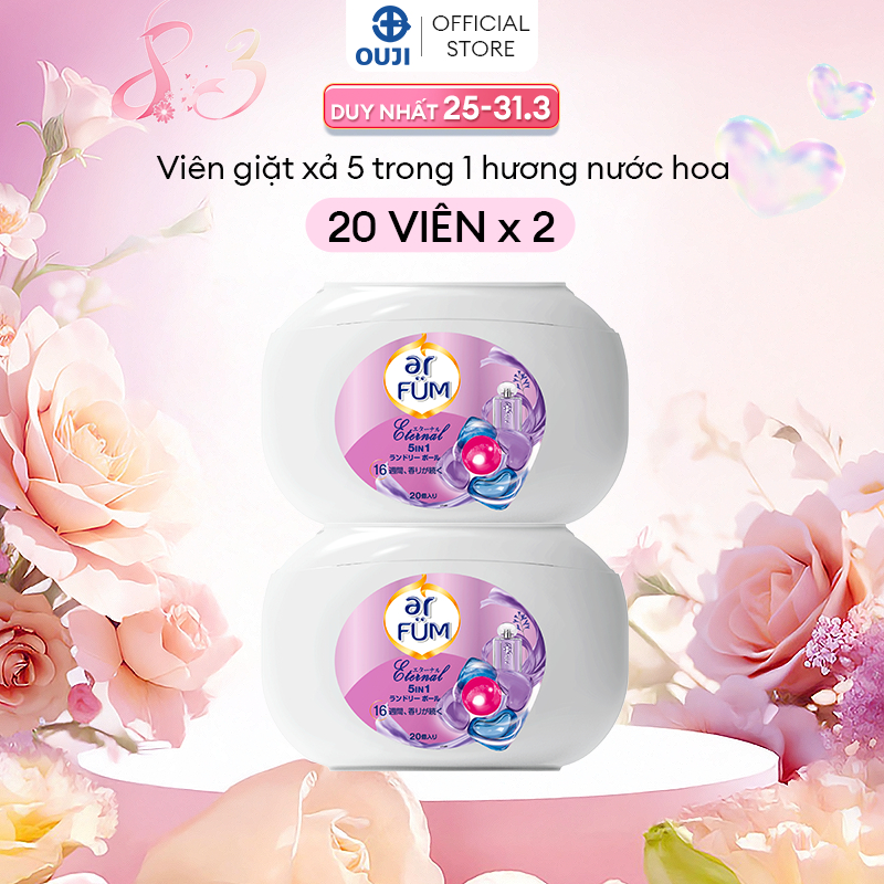 Combo 2 Hộp 20 Viên giặt xả arFum 5 trong 1 MỚI lưu hương lâu 16 tuần, khử khuẩn 99%