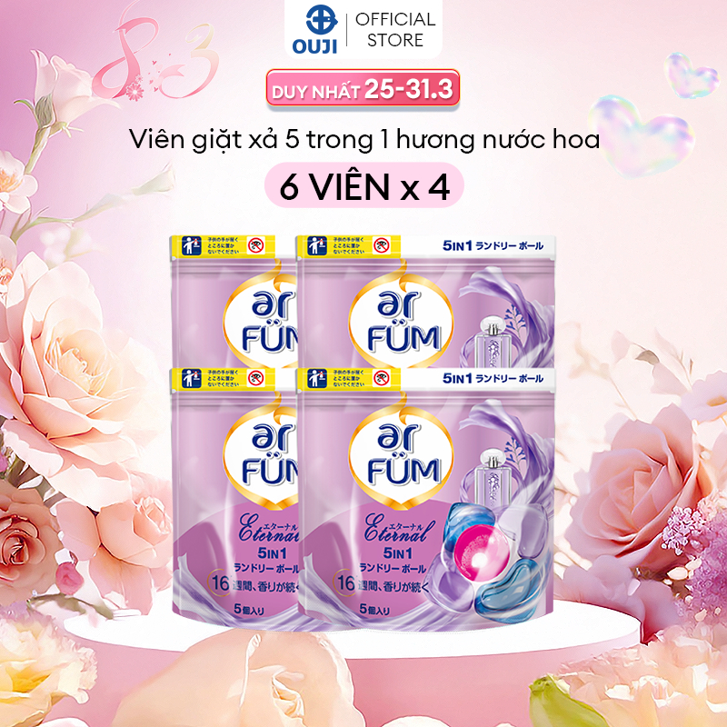 Combo 4 Túi Viên giặt xả arFum 5 trong 1 MỚI lưu hương lâu 16 tuần - 6 Viên/ Túi