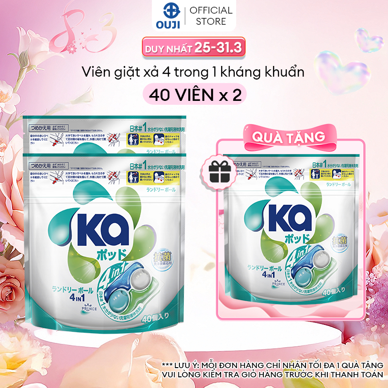 [MUA 2 TẶNG 1] Combo 2 Túi Viên Giặt Xả Đa Năng 4 Trong 1 Ka pod Universal (40 Viên/ Túi)