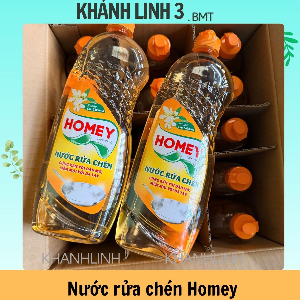 3 chai Nước rửa chén Homey hương cam Satsuma - chai 750g