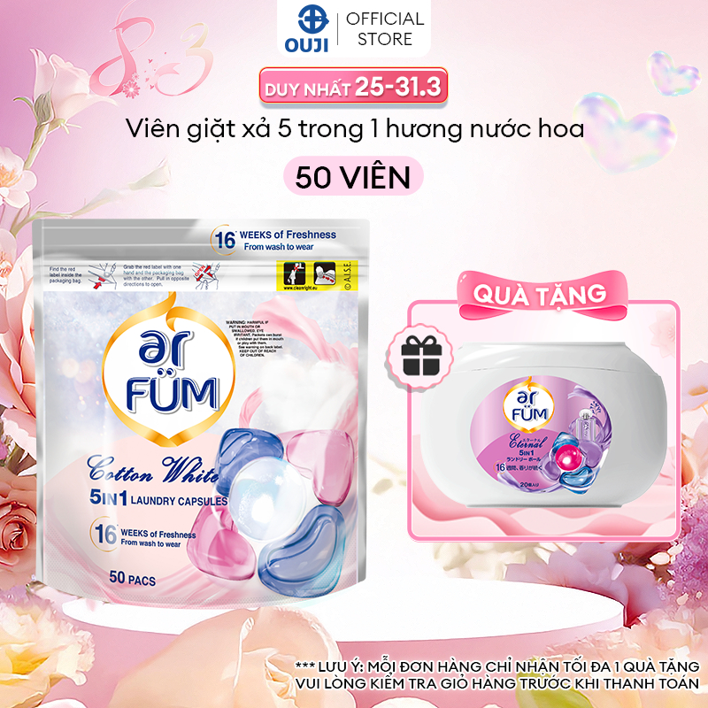 [MUA 1 TÚI TẶNG 1 HOP] Viên giặt xả arFUM 5in1, tinh dầu nước hoa thơm lâu 16 tuần, khử khuẩn 99% - 