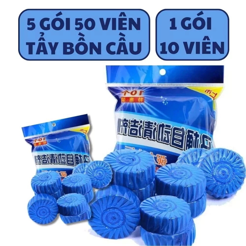 COMBO 5 Túi 50 Viên Khử Mùi Tẩy Bồn Cầu Viên Thả Xả Toilet Diệt Khuẩn,Tẩy Sạch Vệ Sinh Vết Bám Bẩn-M