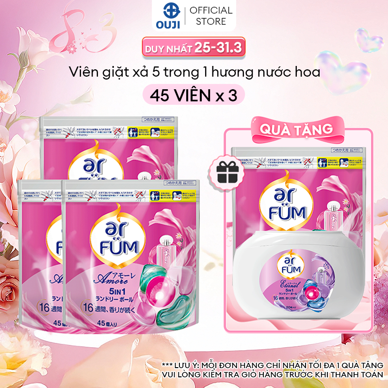 [MUA 3 TẠNG 2] Combo 3 Túi Viên giặt Quần áo arFUM 5 trong 1 tinh dầu nước hoa, khử khuẩn 99% (túi 4