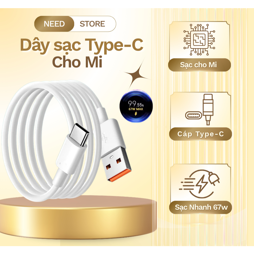 Dây sạc mi 33W / 67W / sạc nhanh Turbo cực chất Hiện sạc siêu nhanh 67W Max Bảo hành 1 đổi 1 trong v