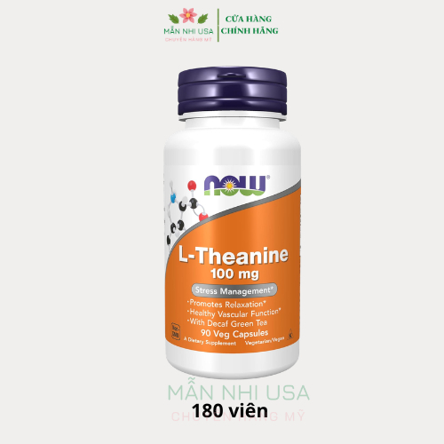 Viên uống bổ sung L-theanine 100mg Now Foods 90 viên.