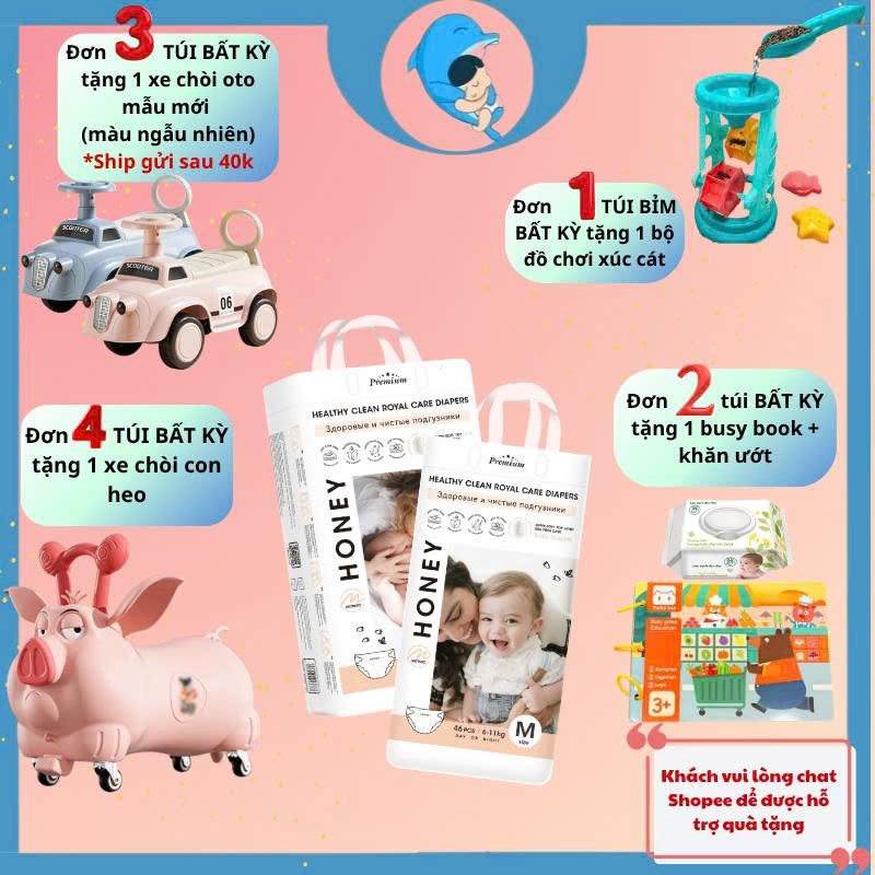 Tã/Bỉm Dán/Quần Momo Honey Premium đủ size NB/S/M/L/XL/2XL/3XL/4XL bề mặt tơ tằm cao cấp cho bé từ 5-20kg MECAHEO