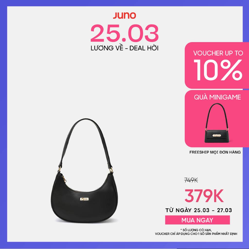 Túi Xách Nữ Thời Trang JUNO Cỡ Nhỏ Hobo Đeo Vai Logo Handwriting TXN818