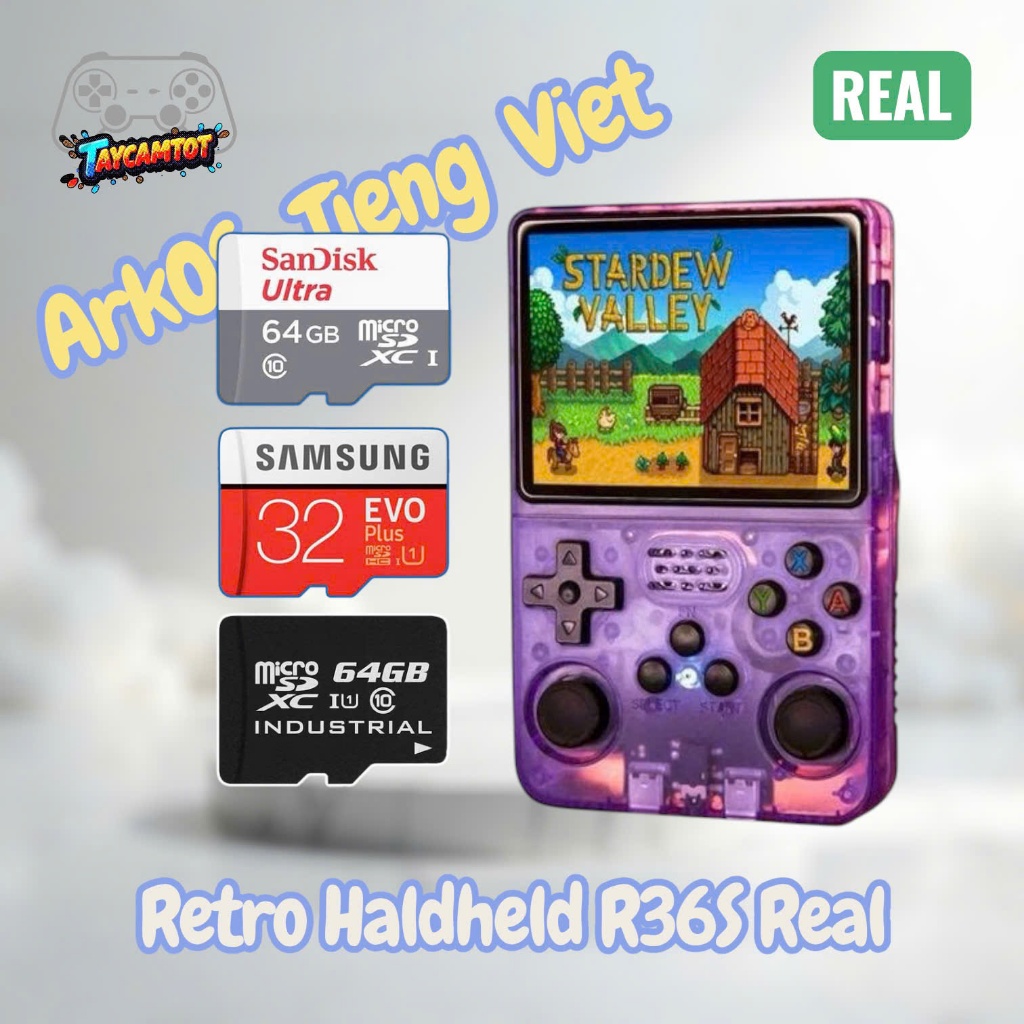 Retro Console R36S REAL kèm tùy  chọn thẻ nhớ tốt