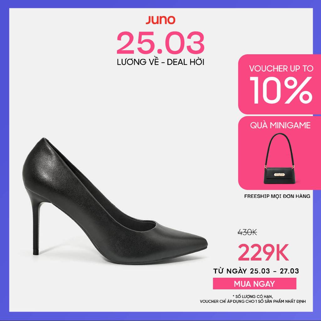 Giày Cao Gót Nữ 9cm Thời Trang JUNO Mũi Nhọn CG09104