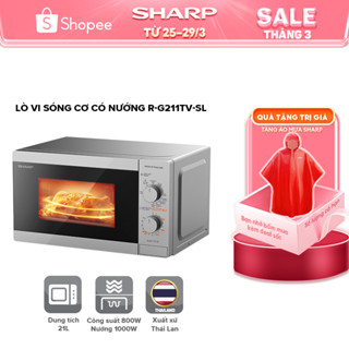 Lò Vi Sóng Cơ Có Nướng R-G211TV-SL/BK 21L [ Công Suất 800W,3 Chức năng nướng kết hợp]