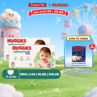 Combo 2 Tã/Bỉm quần Huggies NatureMade M58/L44/XL38/XXL26/XXXL28