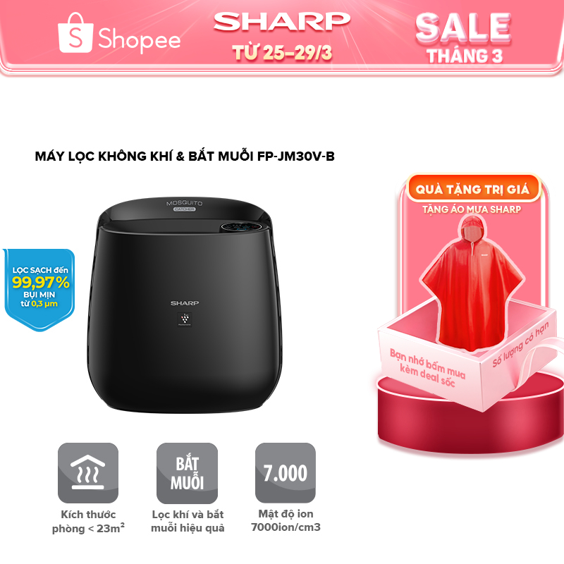 Máy Lọc Không Khí Và Bắt Muỗi Sharp FP-JM30V-B Hàng Thái Lan