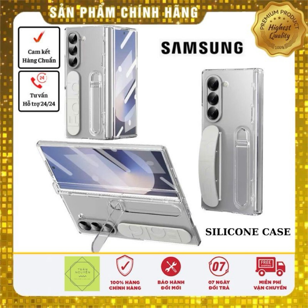 Ốp Lưng Silicone Case Đứng Kèm Dây Galaxy Z Fold 5/ Fold 6/ Fold 7 Chính Hãng SS