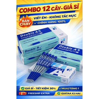 Hộp 12 Cây Bút Bi Double A Tritouch 0.7mm Chính Hãng – Mực Đậm, Viết Êm, Không Tắc, Đủ Màu )