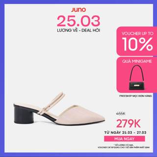 Giày Cao Gót Nữ 5cm Thời Trang JUNO Giày Mules Mũi Nhọn Gót Trụ CG05097