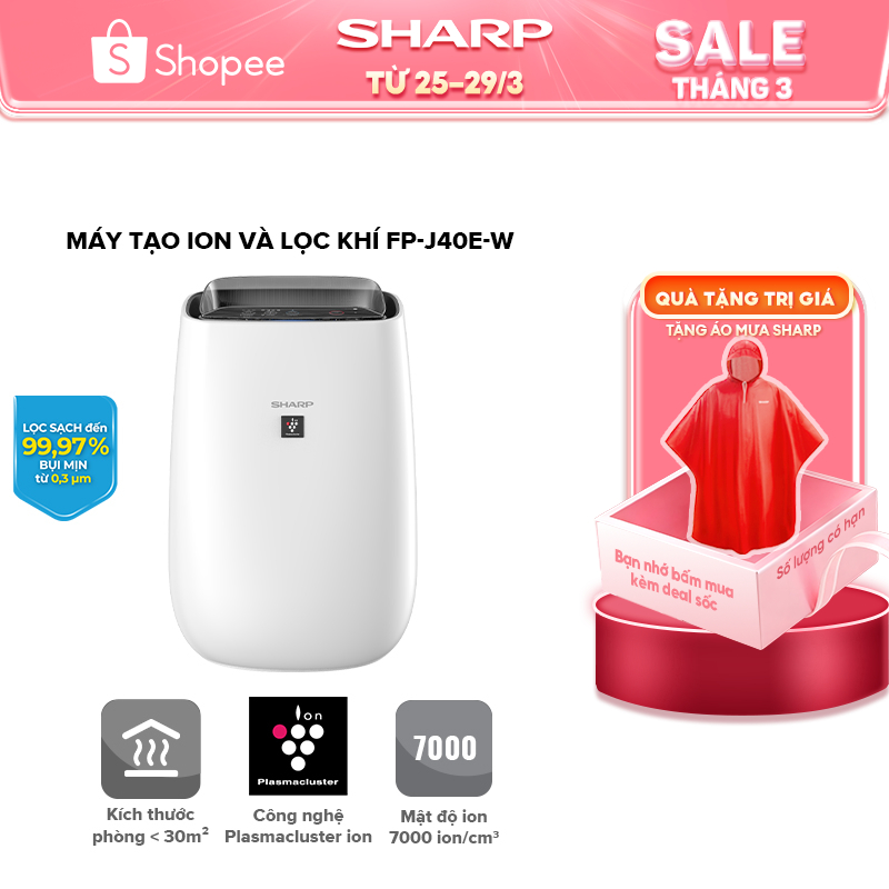 Máy Lọc Không Khí Sharp FP-J40E-W - Hàng Chính Hãng