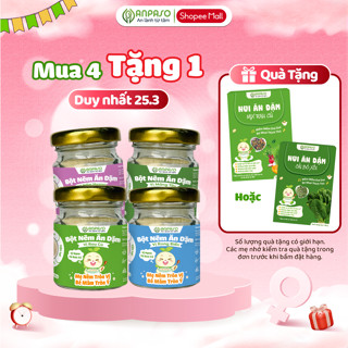 [MUA 4 TẶNG QUÀ ] Combo 4 Bột Nêm Ăn Dặm Cho Bé: Vị Rau Củ, Nấm Hương, Rong Biển, Măng Tây 60g