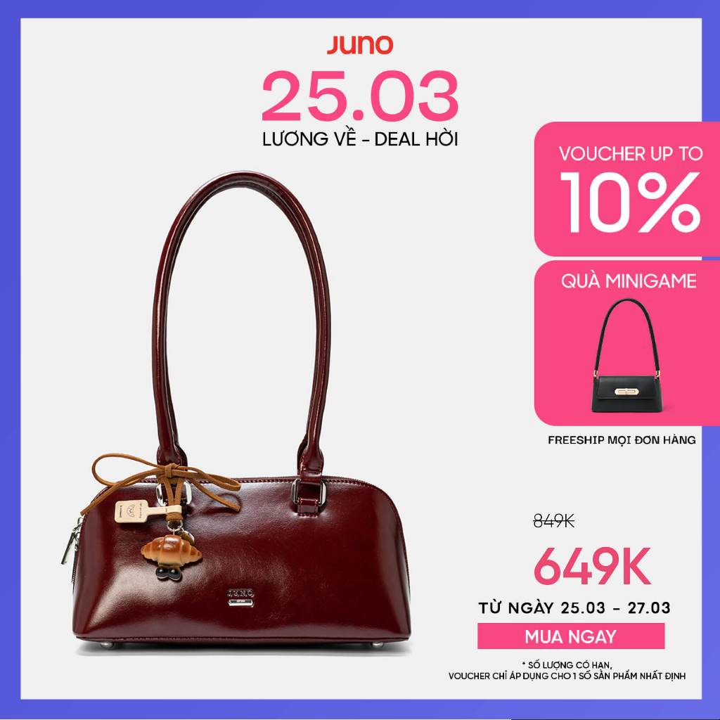 Túi Xách Nữ Thời Trang JUNO Cỡ Trung Trang Trí Charm Croissant TXT323