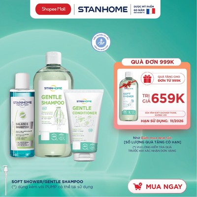 Combo chăm sóc hàng ngày giảm rụng tóc do gàu,nấm da đầu Stanhome Balance Shampoo-Gentle Shampoo -Gentle Conditioner