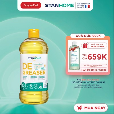 Nước rửa chén, tẩy rửa dầu mỡ từ tự nhiên cho da nhạy cảm Stanhome degreaser Ecolabel 750ml