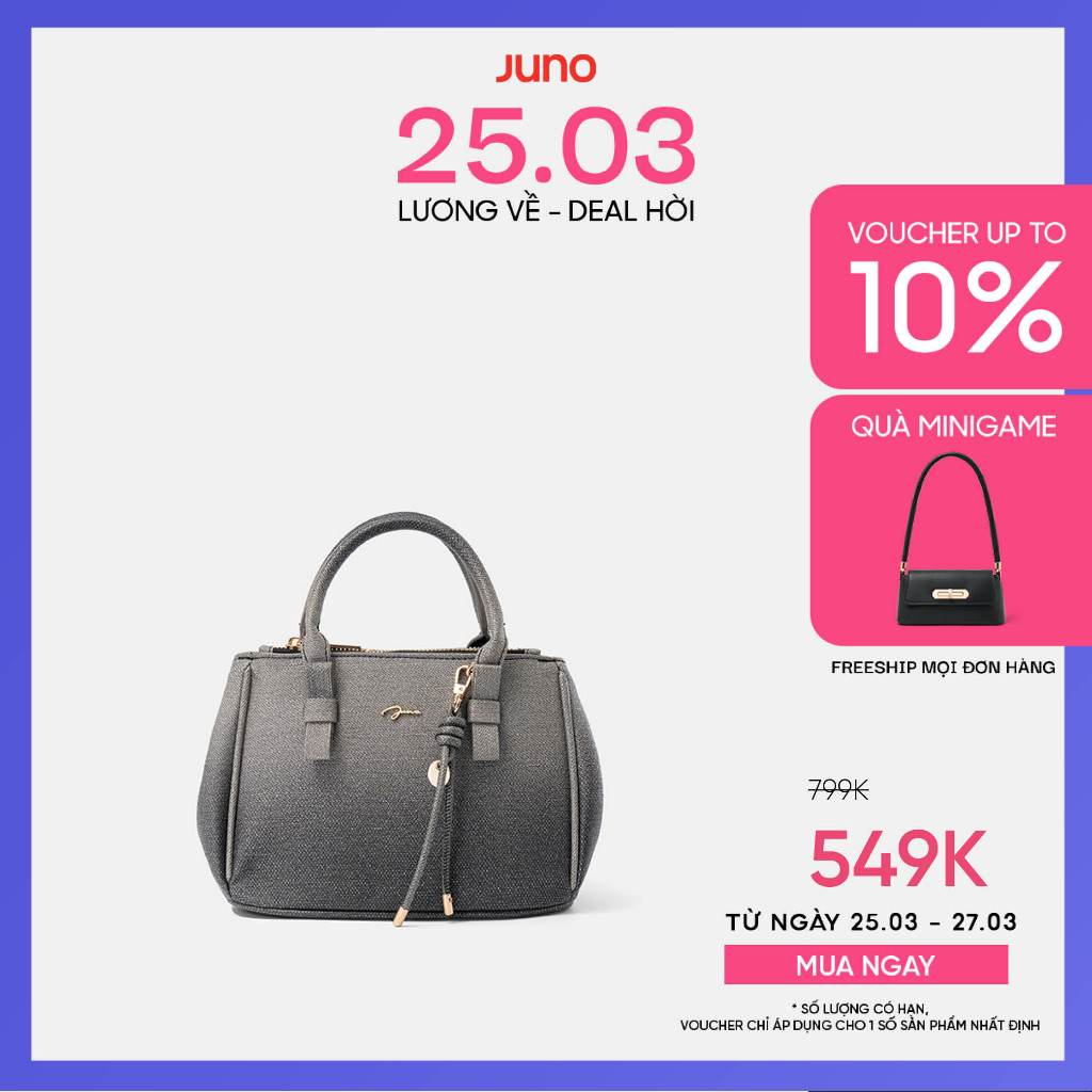 Túi Xách Nữ Thời Trang JUNO Cỡ Nhỏ Tay Cầm Nơ Phối Charm TXN973