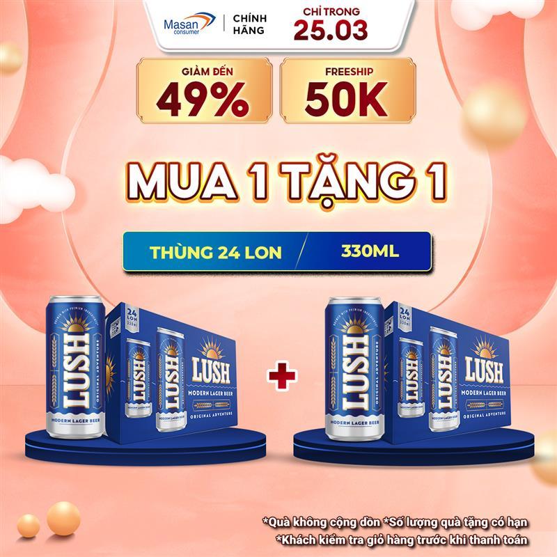 [HSD:15.8] Bia LUSH cao cấp - Bia êm dễ uống - Thùngx24 Lon 330ML (ABV 4,5%)