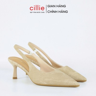 Giày Cao Gót Nữ Cillie Slingback Mũi Nhọn Gót Nhọn 7p Quai Thun Giày Công Sở Đi Tiệc Thanh Lịch