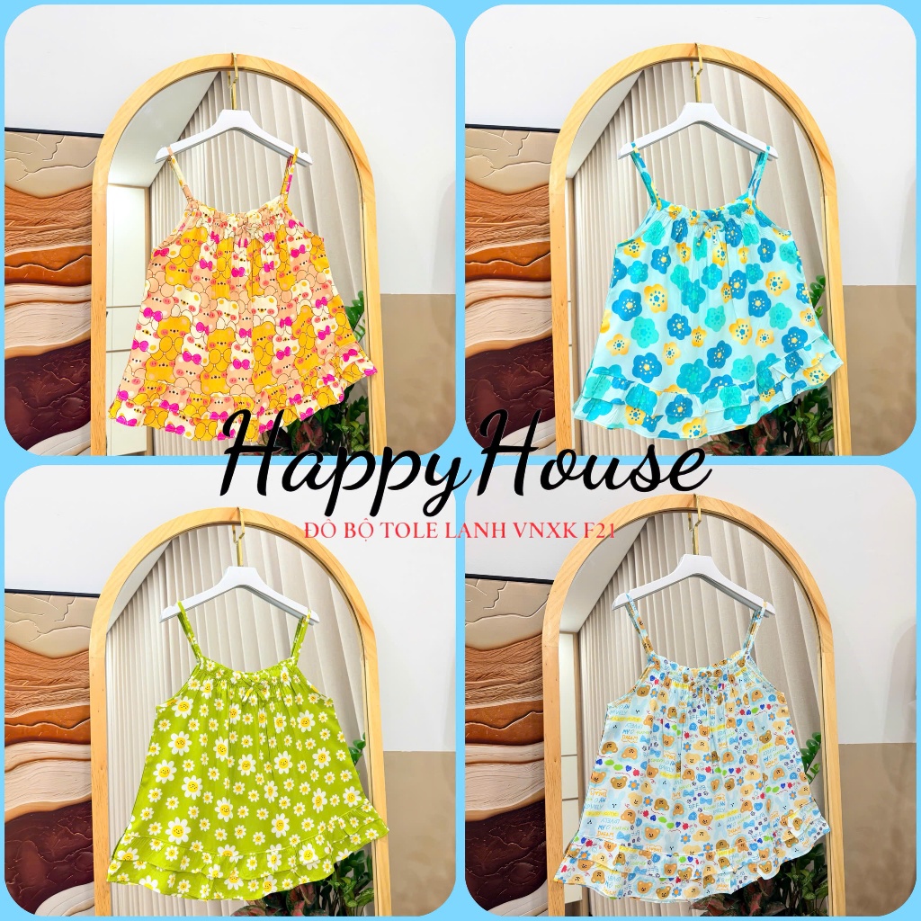 Đồ bộ lanh nữ , Bộ Tole Nữ Đùi Hai Dây Mẫu Bèo Tầng Mặc Nhà Siêu Xinh VNXK F21 42-75kg Cao Cấp - Happyhouse93