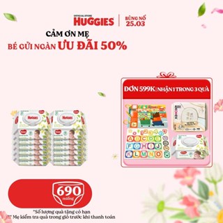 Khăn Ướt Huggies Cho Bé Không Mùi 80 Miếng/Gói Thùng 12 Gói Dịu Nhẹ Không Cồn An Toàn Cho Da Bé