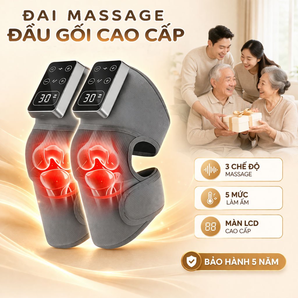 Máy Massage Đầu Gối Không Dây, Đai Quần Nóng Đầu Gối Rung 3D Giảm Đau Nhức Mỏi Gối Hiệu Quả