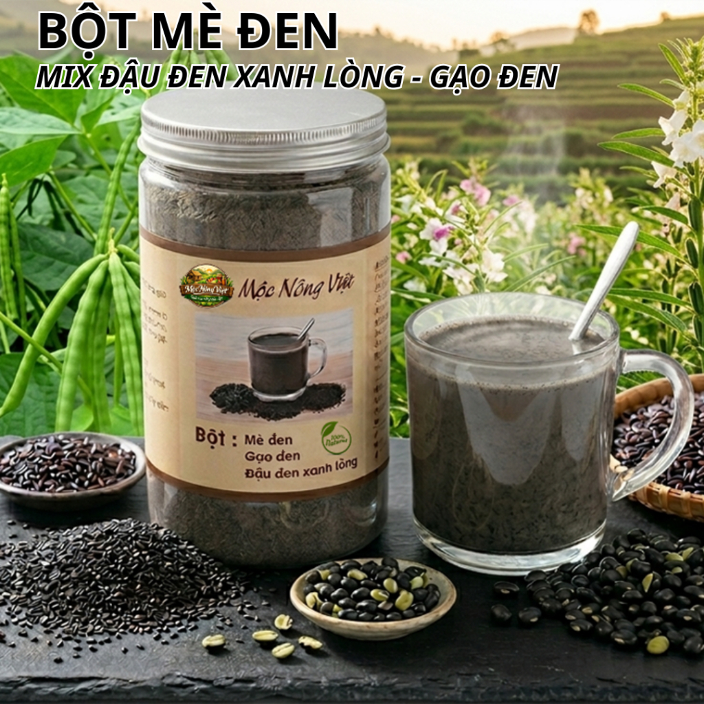 Bột Mè Đen mix Đậu Đen Xanh Lòng, Gạo Lứt Đen | Bổ gan thận và đen tóc