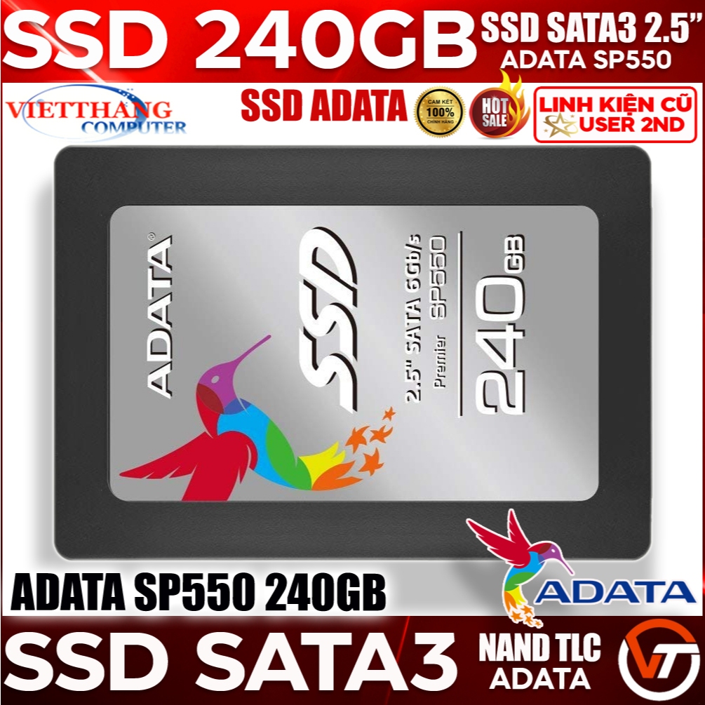 Ổ cứng SSD 240GB Adata Premier SP550 SATA 3 Nand TLC SSD đã qua sử dụng Good 100% ( Cũ - 2nd )