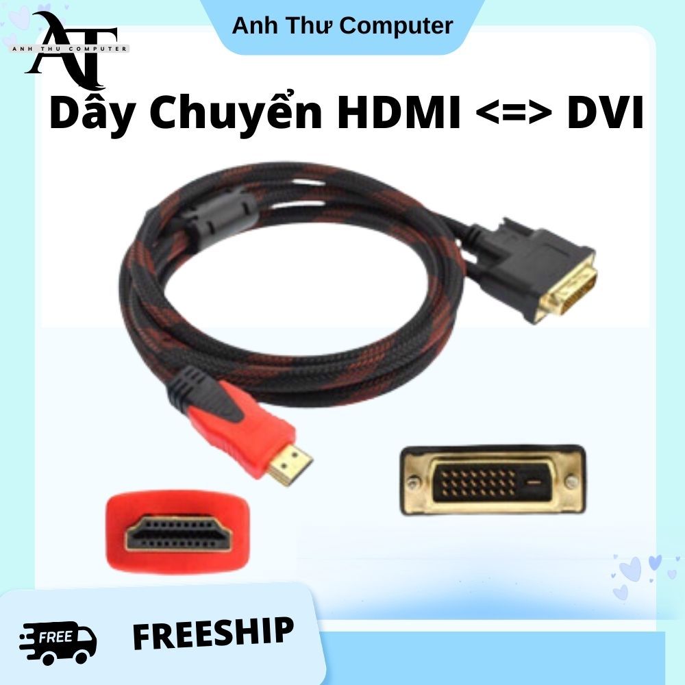 Dây CHuyển ĐỔI 2 Chiều DVI to HDMI và HDMI to DVI Đều Được ạ