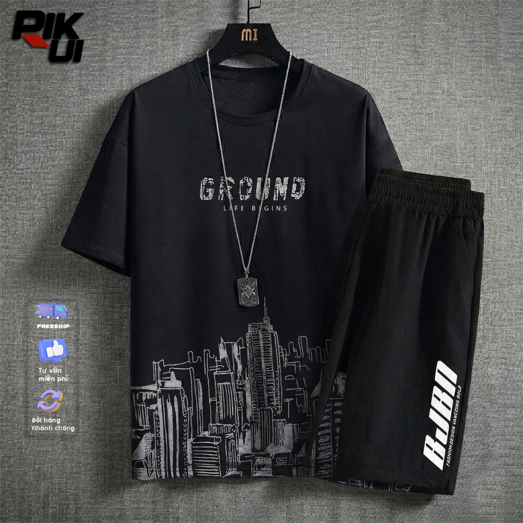 Đồ thể thao nam mẫu thể thao đồ bộ nam in chữ DRINKBHFKS mẫu mới 2026 Pikrui Fashion