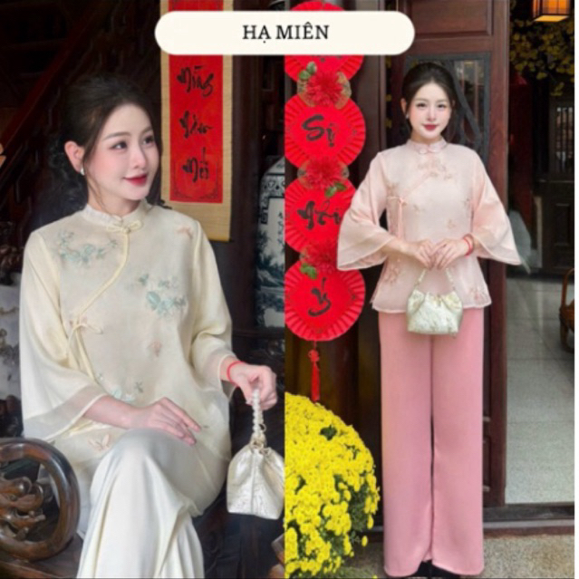 HẠ MIÊN pháp phục voan tơ 2 lớp có lót lụa mềm mại thoáng mát dáng cổ tàu HM888