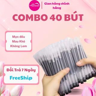 Combo 40 Bút Gel Bút Bi Nước Mực Gel Đen Mực Xanh Đỏ Khô Nhanh Ngòi 0.5mm, Nét Chữ Đẹp Mực Ra Đều Mượt