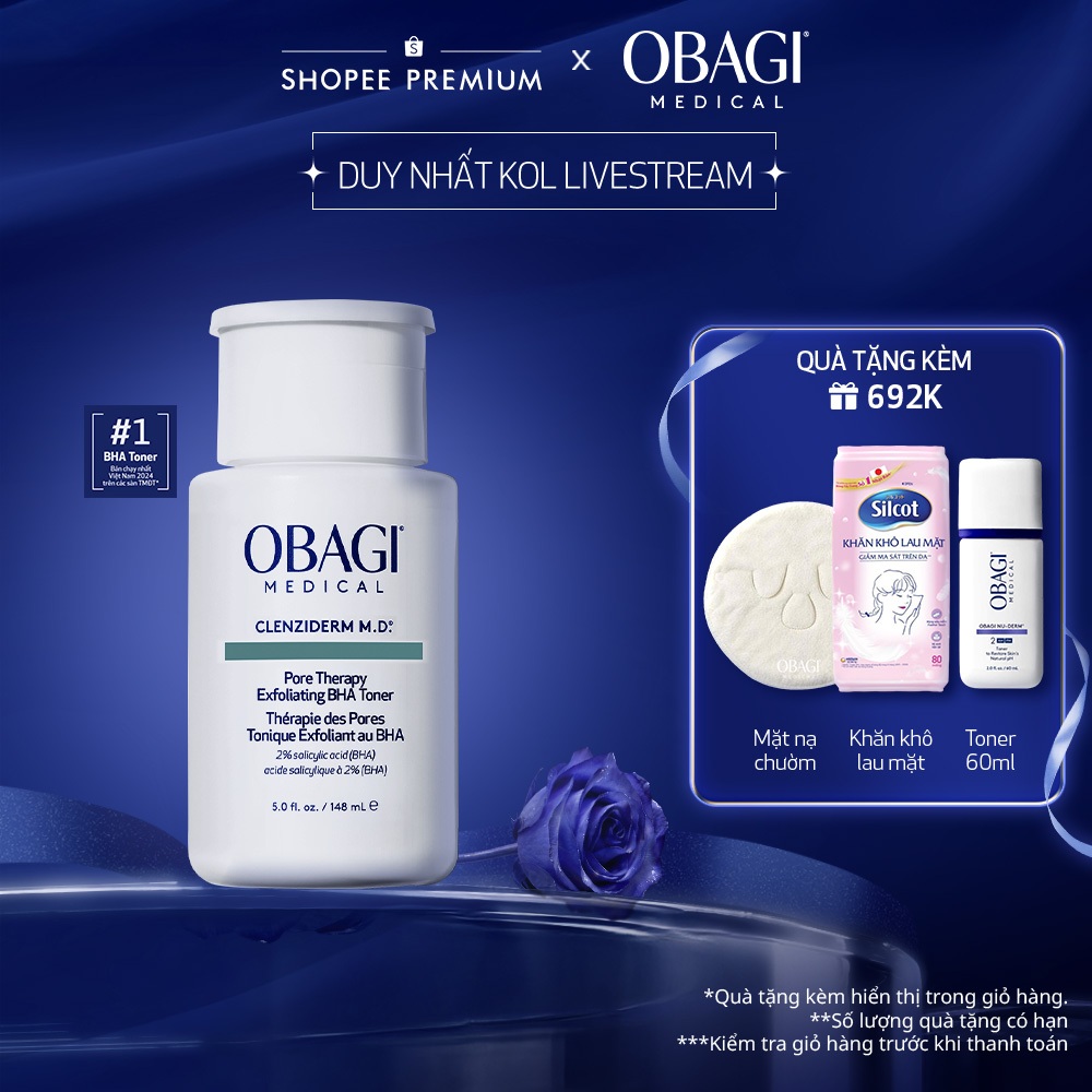 [Exclusive KOL] [Phiên Bản Mới] Toner BHA giảm mụn Obagi Medical Clenziderm M.D. Pore Therapy Exfoli