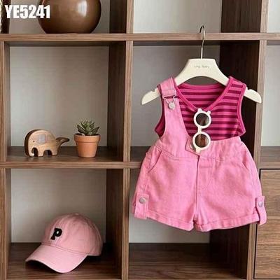 Bộ Áo Sát Nách Yếm Quần Màu Hồng Cho Bé Gái 1 2 3 4 5 Tuổi MINTSCLOSET Mint's CLoset - YE5241