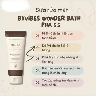 Sữa rửa mặt tạo bọt PHA 5.5 Byvibes Wonder Bath 130ml
