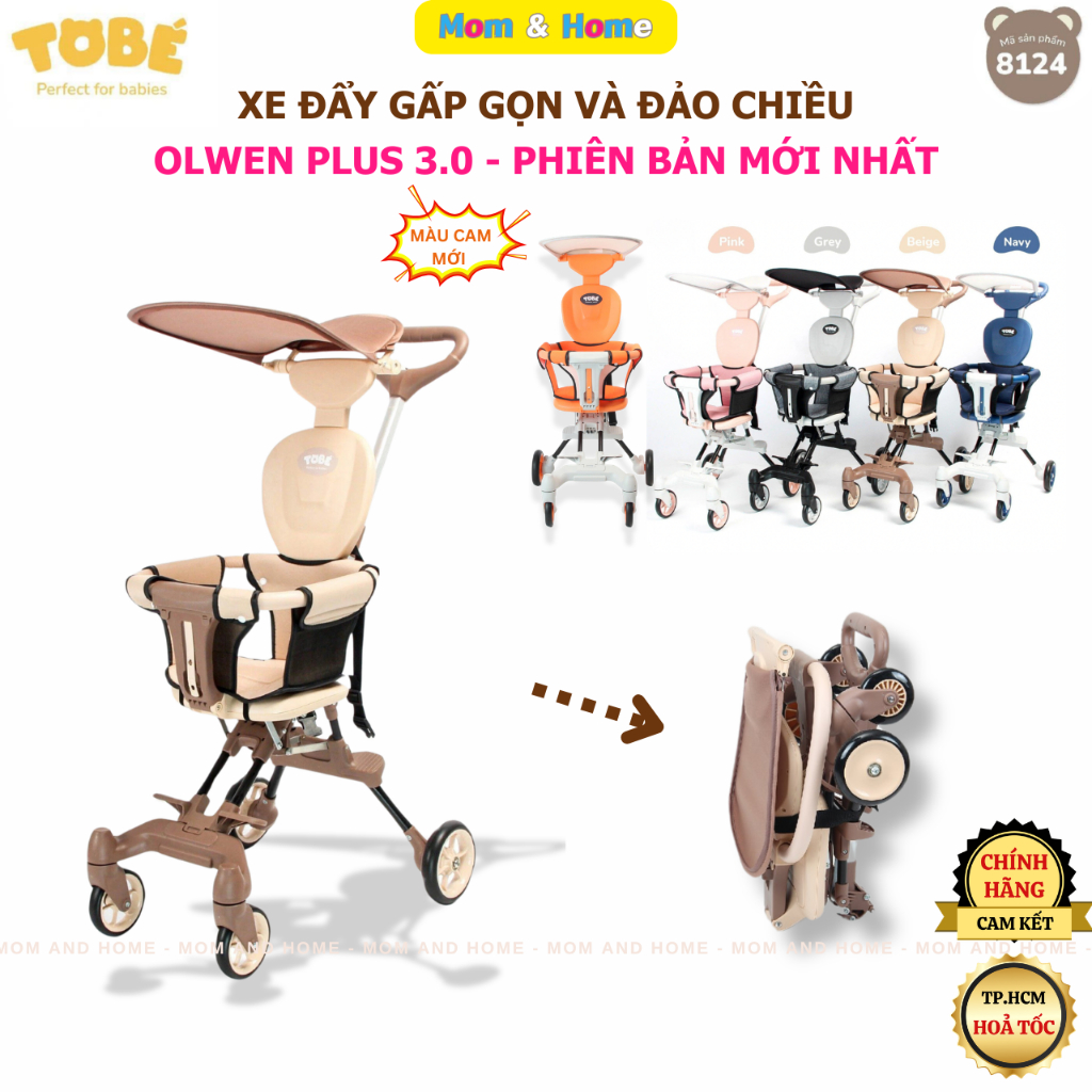 Xe Đẩy TOBÉ Gấp Gọn & Đảo Chiều OLWEN PLUS Phiên Bản 3.0 Mới, Cho Bé Du Lịch Gọn Nhẹ và Chắc Chắn