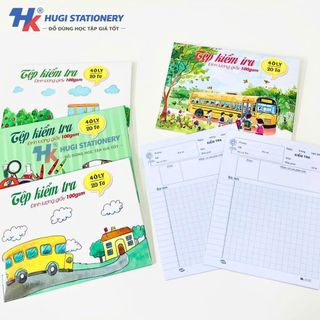 Tệp 20 Tờ Giấy Kiểm Tra – 100gsm, Chống Chói, Không Lem, Có Túi Đựng Dễ Thương
