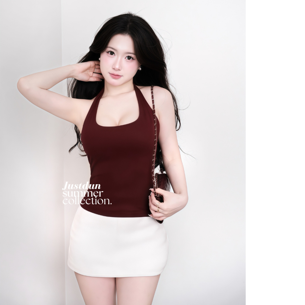 Áo cổ yếm ba lỗ ôm body 2 lớp cotton mịn basic Justdun BL7 | BigBuy360 - bigbuy360.vn