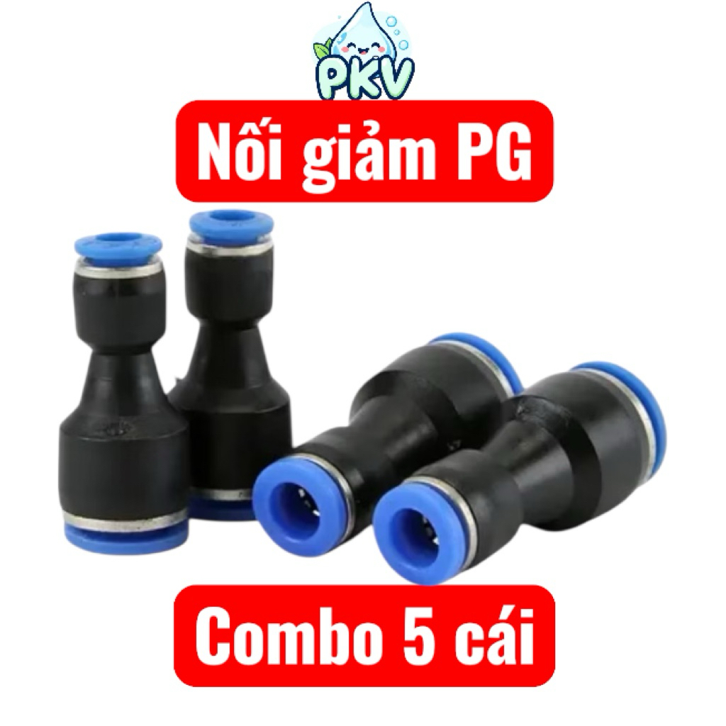 [Giá Rẻ] Combo 5 Cái Cút Nối Giảm PG8-6, PG10-8, PG12-8 (6/10/12mm Ra 8mm) – Đầu Nối Ống PU PE PV Kh